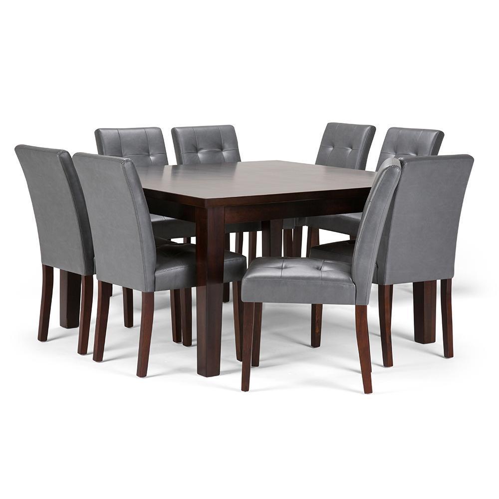 Stone Grey Vegan Leather | Andover 9 Piece Dining Set