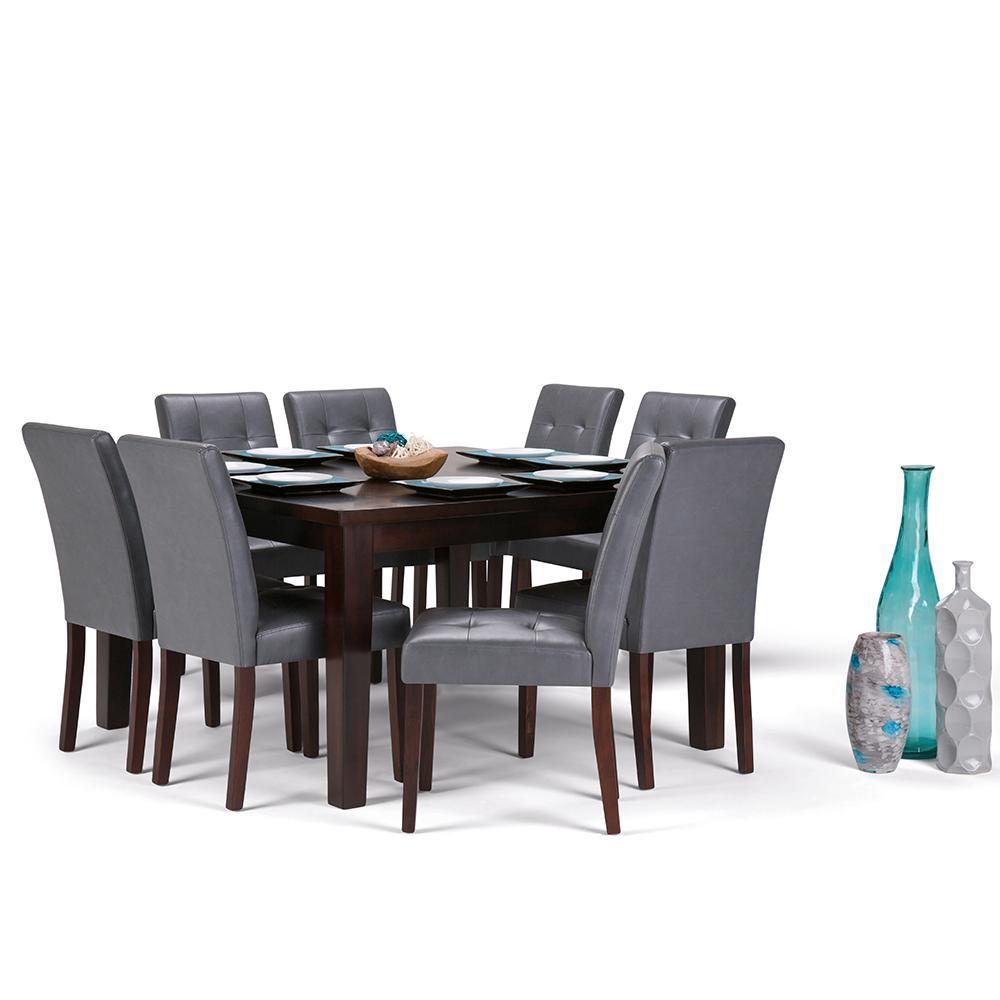 Stone Grey Vegan Leather | Andover 9 Piece Dining Set