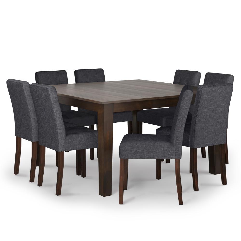 Slate Grey Linen Style Fabric | Andover 9 Piece Dining Set