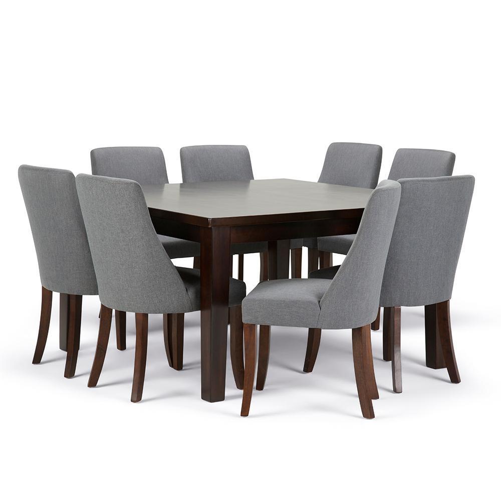 Slate Grey Linen Style Fabric | Walden Large 9 piece Dining Set