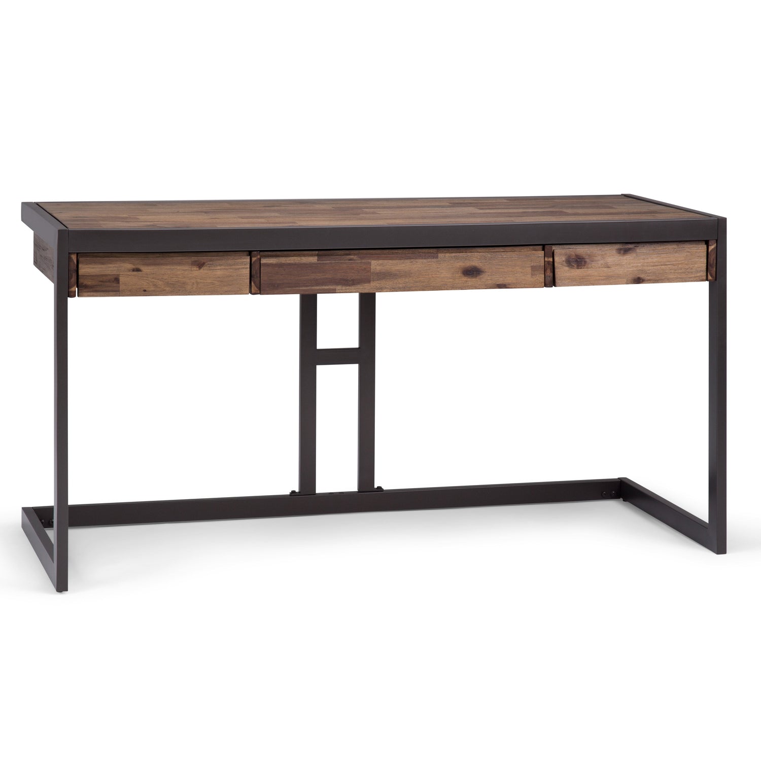 2 Drawers Industrial Console Table with Steel Frame for Small Space-Rustic Brown