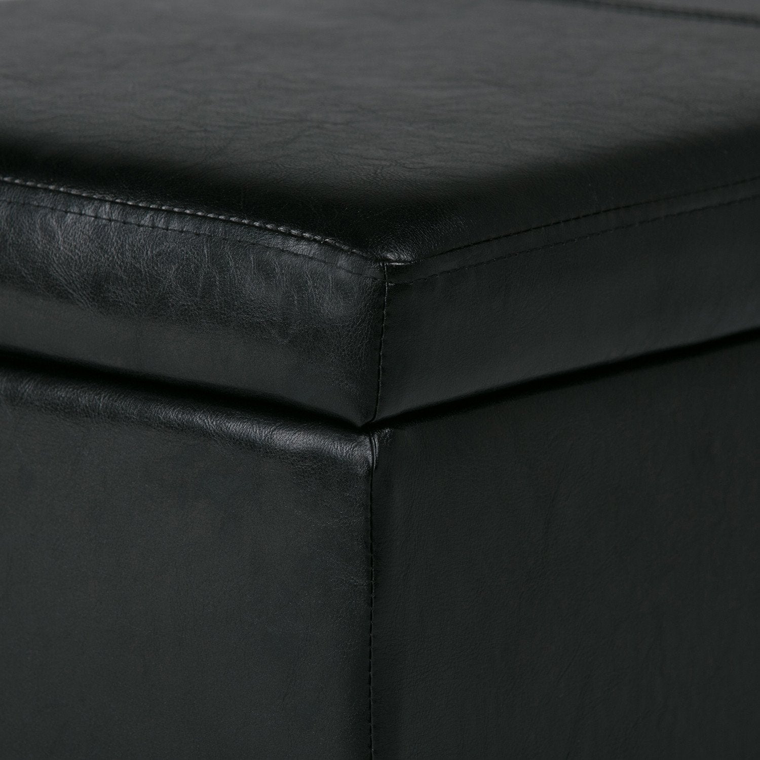 Midnight Black Vegan Leather | Avalon Vegan Leather Storage Ottoman