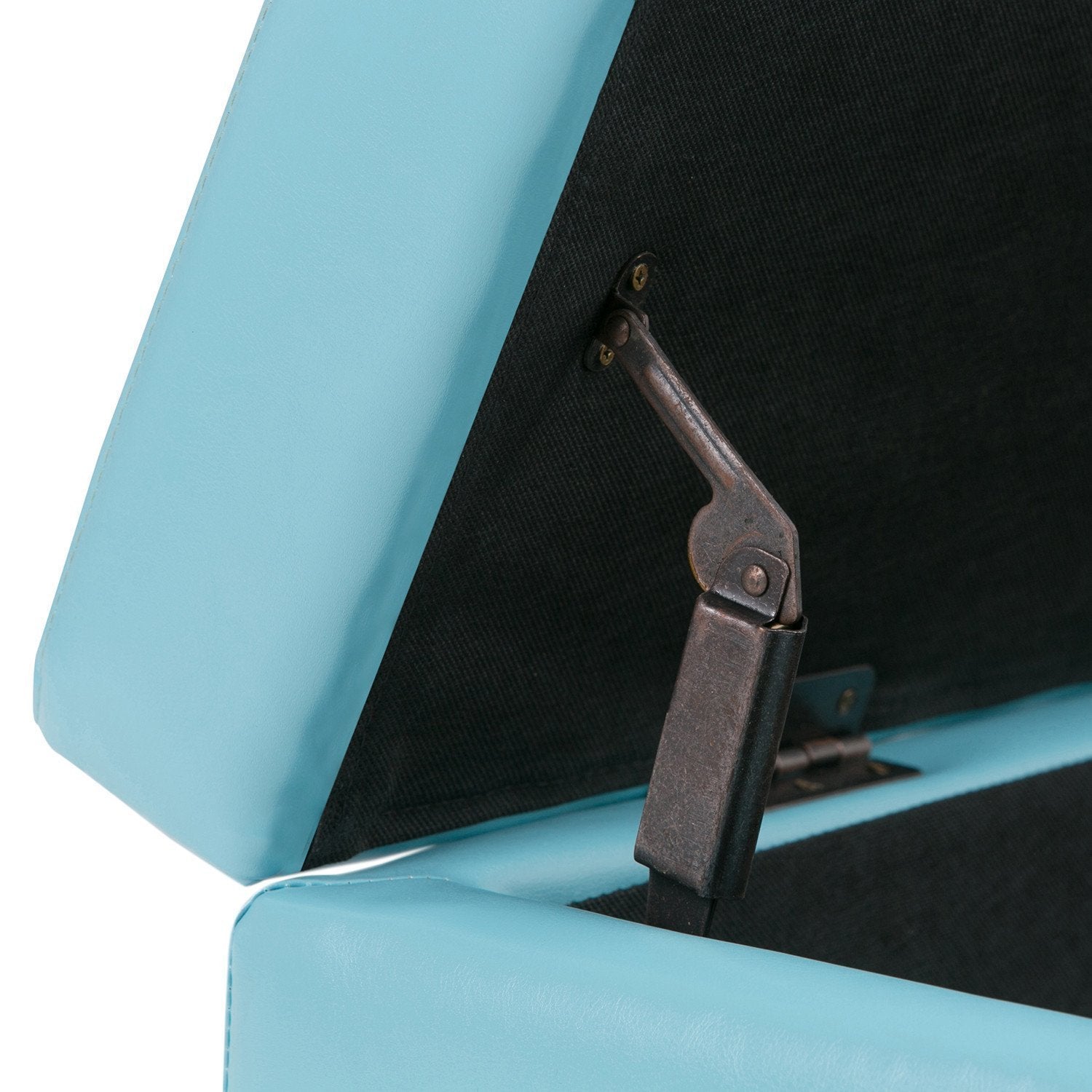 Soft Blue Vegan Leather | Avalon Vegan Leather Storage Ottoman