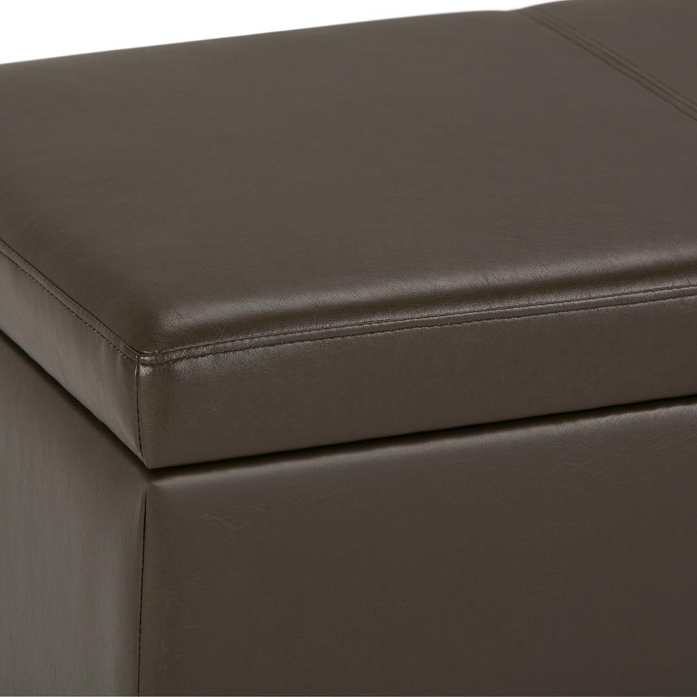 Chocolate Brown Vegan Leather | Avalon Vegan Leather Storage Ottoman