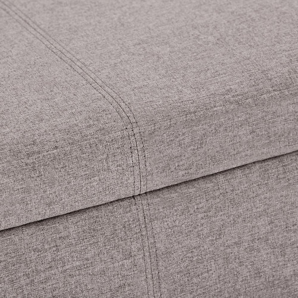 Cloud Grey Linen Style Fabric | Avalon Vegan Leather Storage Ottoman