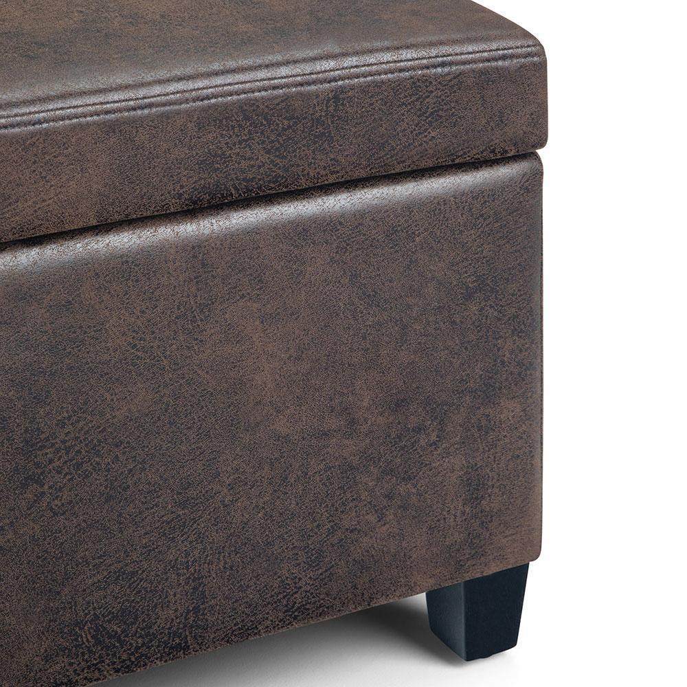 Distressed Brown Distressed Vegan Leather | Avalon Vegan Leather Storage Ottoman