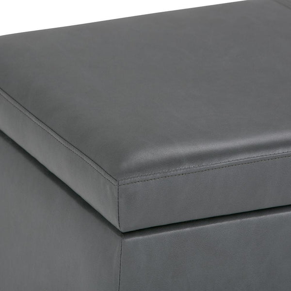 Stone Grey Vegan Leather | Avalon Vegan Leather Storage Ottoman