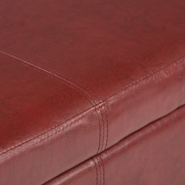 Red Vegan Leather | Avalon Vegan Leather Storage Ottoman