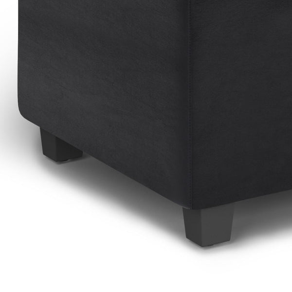 Midnight Black Vegan Leather | Avalon Lift Top Rectangular Storage Ottoman