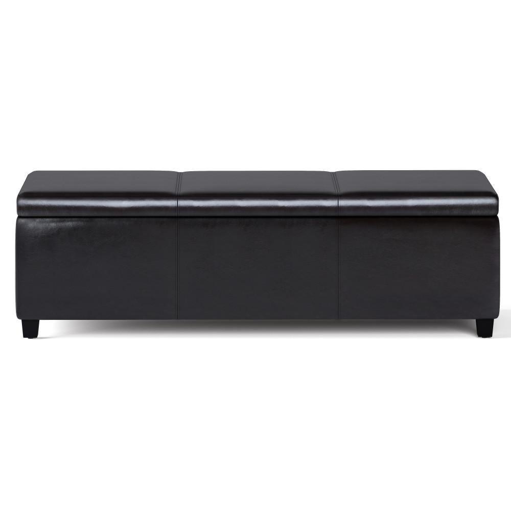 Tanners Brown Vegan Leather | Avalon Extra Large Storage Ottoman Bench