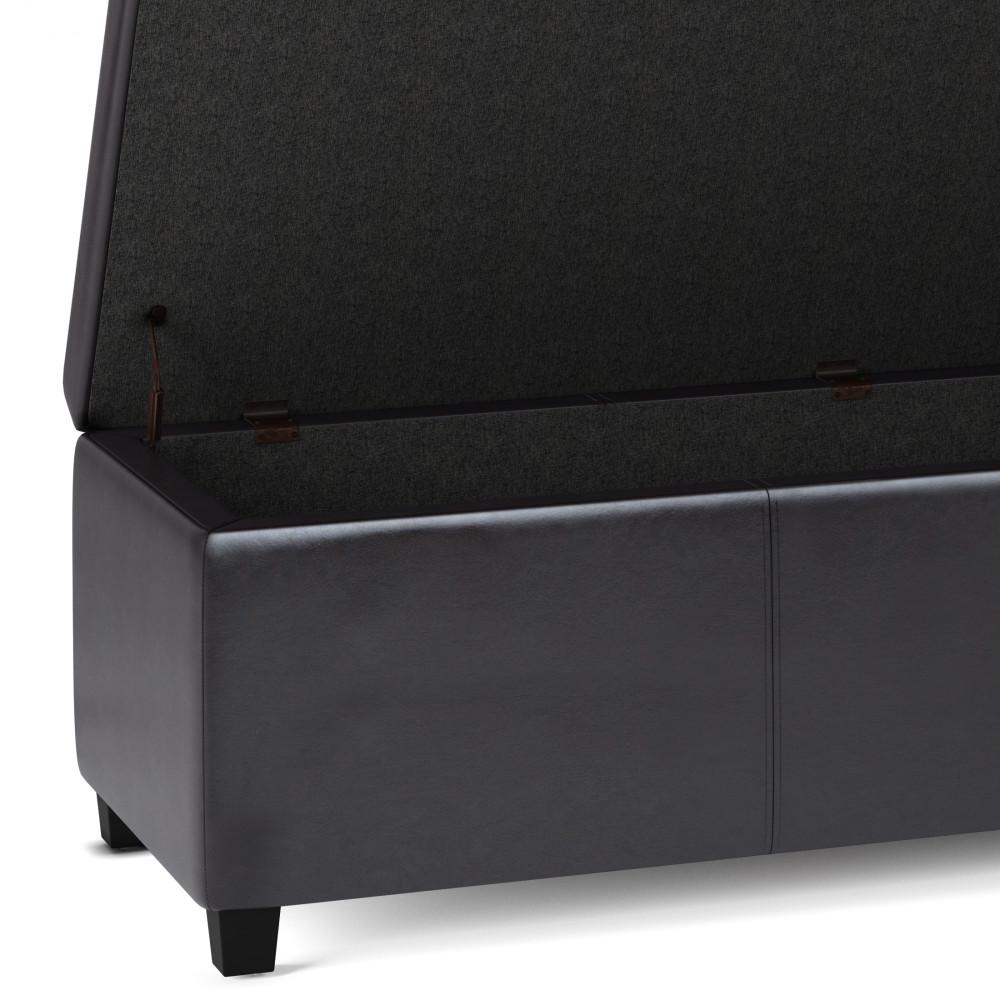Tanners Brown Vegan Leather | Avalon Extra Large Storage Ottoman Bench