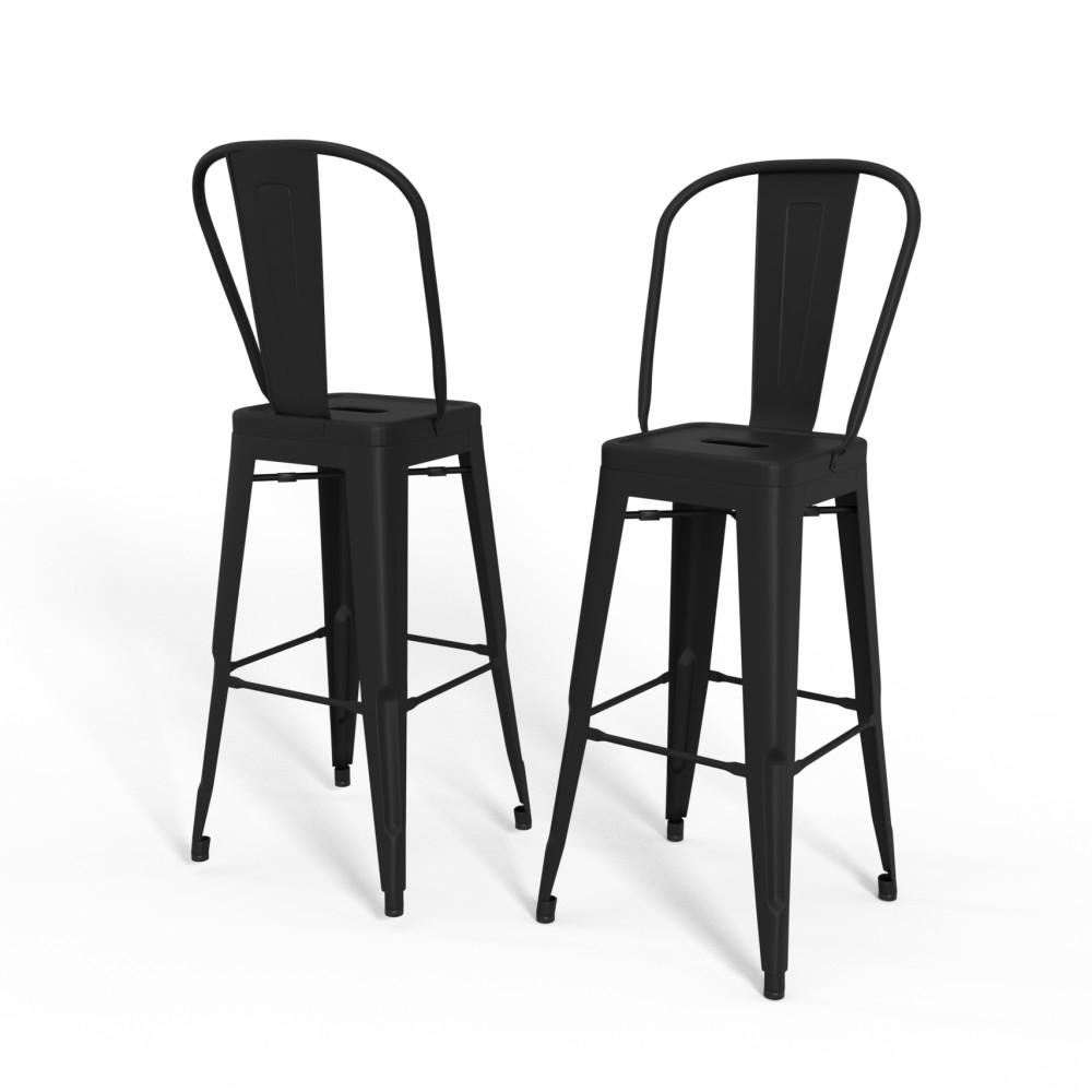 Black / 30 inch | Fletcher 30 inch Metal Bar Stool (Set of 2)