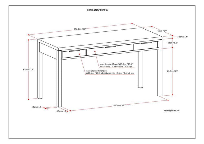 Hickory Brown | Hollander Solid Wood Desk