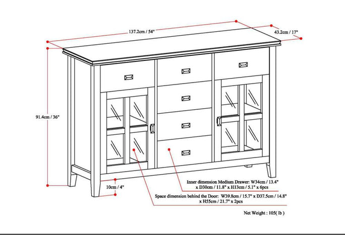 Dark Chestnut Brown | Artisan Sideboard Buffet