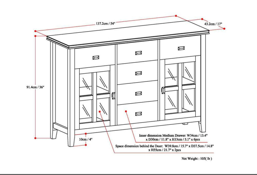 Dark Chestnut Brown | Artisan Sideboard Buffet