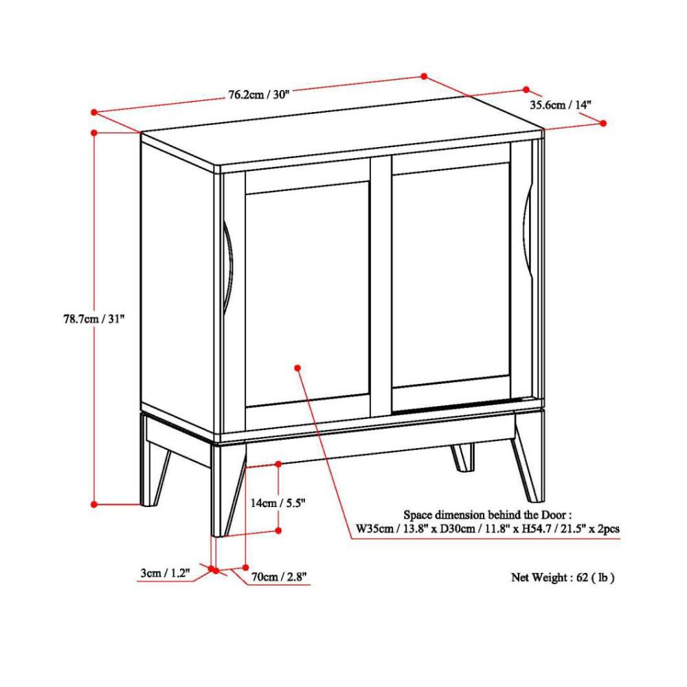 Teak Brown | Harper 30 inch Low Storage Cabinet