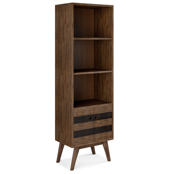 Solid Acacia Bookcase | Clarkson Bookcase With Storage – Simpli Home
