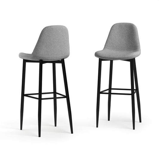 Slate Grey Linen Style Fabric | Laurel Bar Stool (Set of 2)