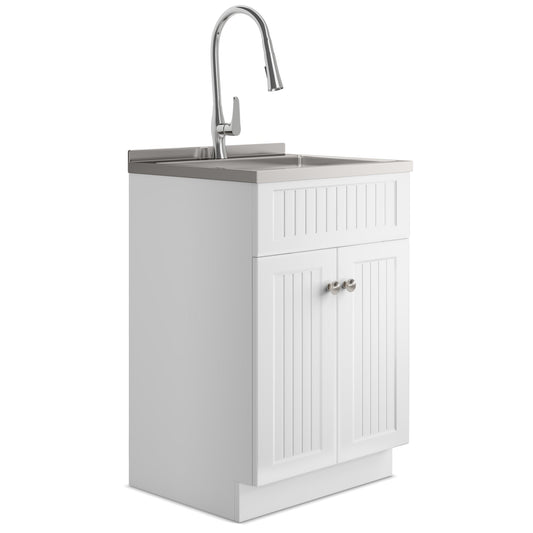 Beckham 24 inch Laundry Cabinet with Faucet and Stainless Steel Sink