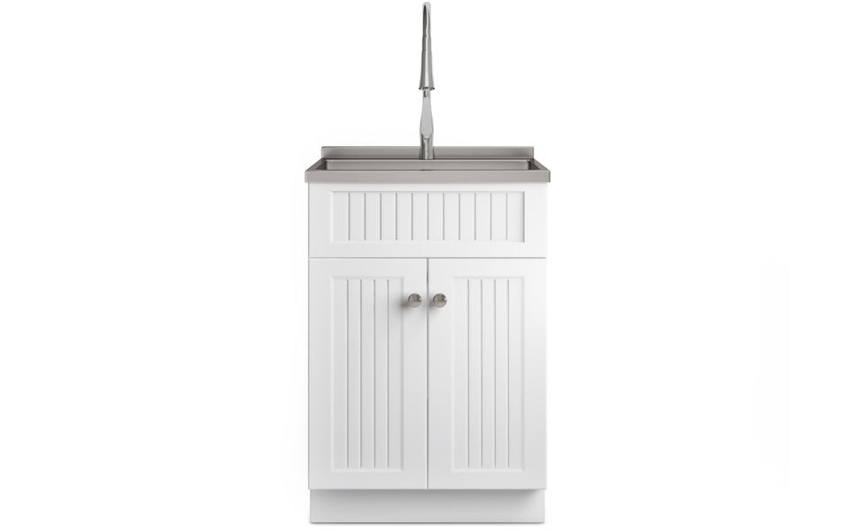 Beckham 24 inch Laundry Cabinet with Faucet and Stainless Steel Sink