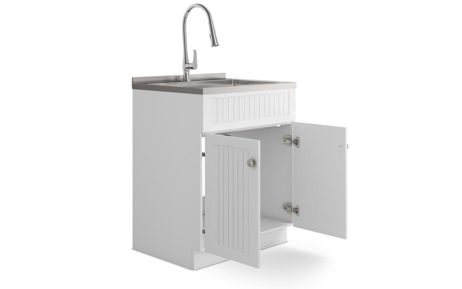 Beckham 28 inch Laundry Cabinet with Faucet and Stainless Steel Sink