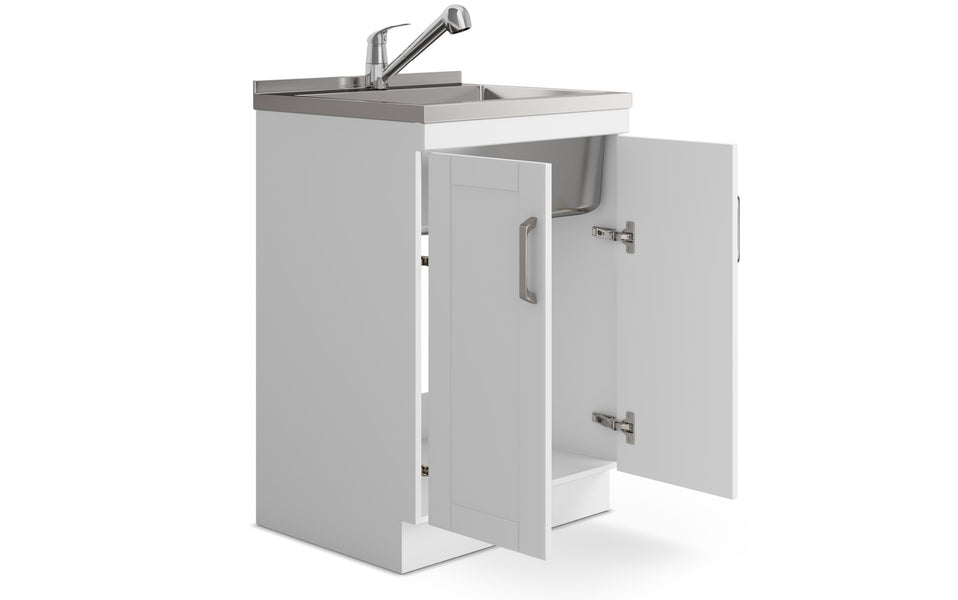 Kyle 24 inch Laundry Cabinet with Faucet and Stainless Steel Sink