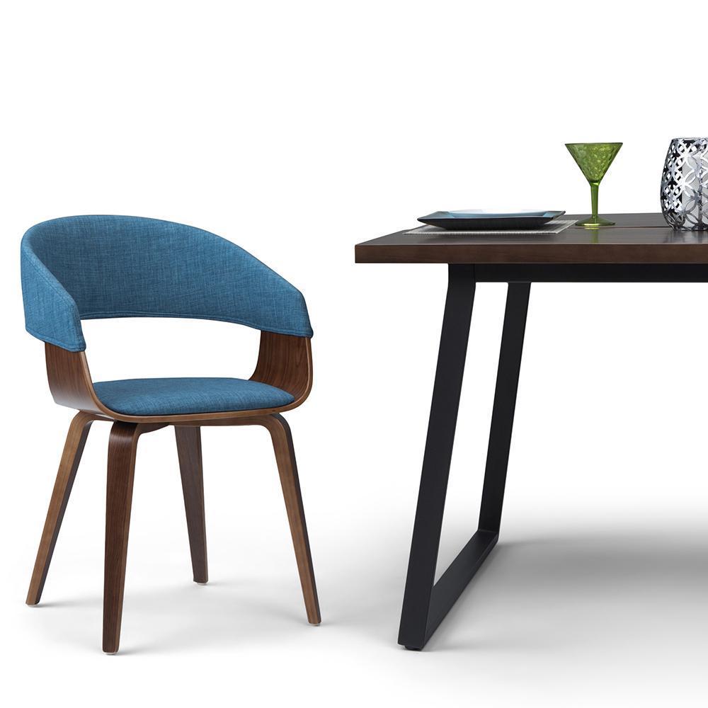 Blue Walnut Linen Style Fabric | Lowell Bentwood Dining Chair