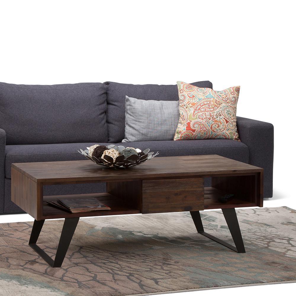 Distressed Charcoal Brown Acacia | Lowry Coffee Table