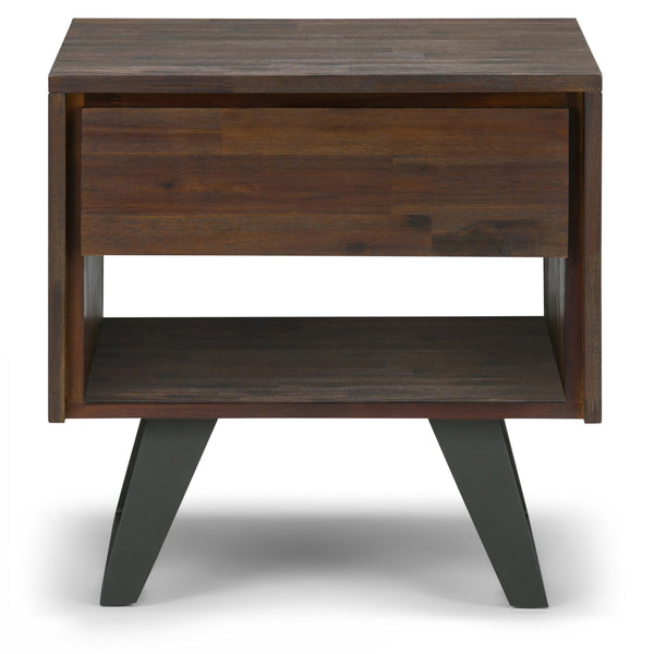 Distressed Charcoal Brown Acacia | Lowry End Table