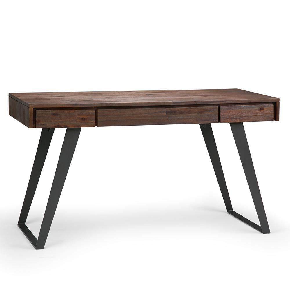 Simpli Home Erina Solid Acacia Wood Flat Top Desk in Distressed Charcoal Brown