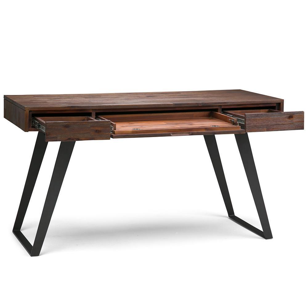 Distressed Charcoal Brown Solid Wood - Acacia | Lowry Desk