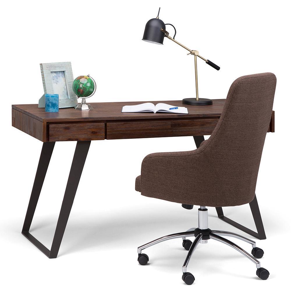 Distressed Charcoal Brown Solid Wood - Acacia | Lowry Desk