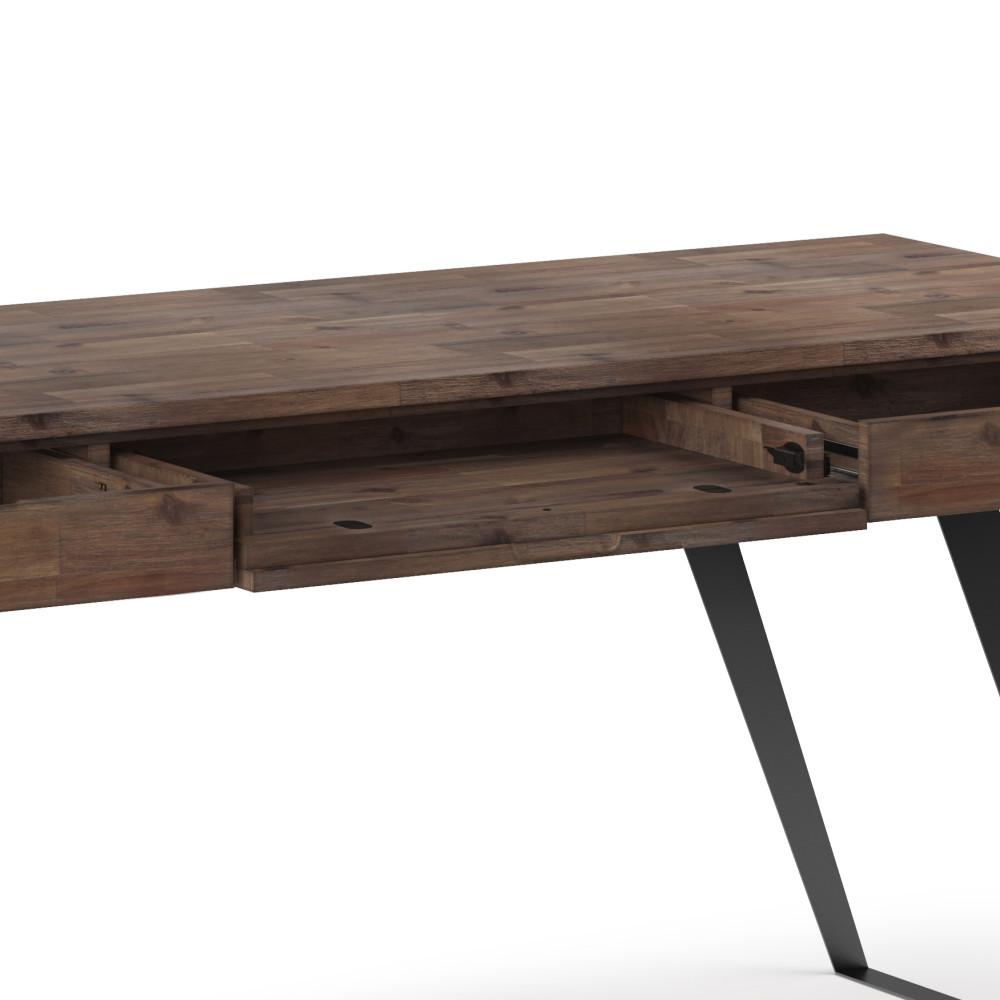 Rustic Natural Aged Brown Solid Wood - Acacia | Lowry Large Desk
