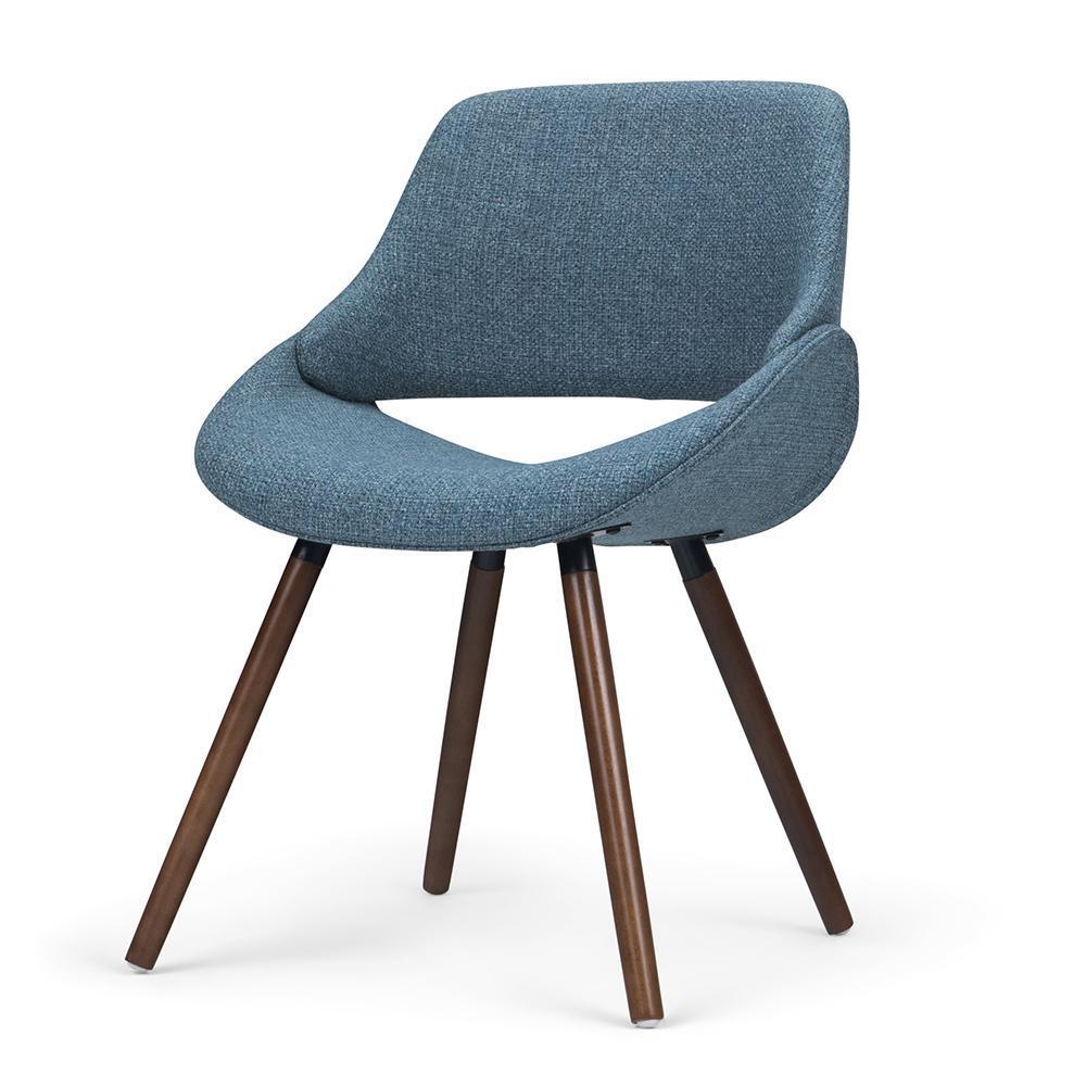 Denim Blue Walnut | Malden Bentwood Dining Chair in Grey Woven Fabric