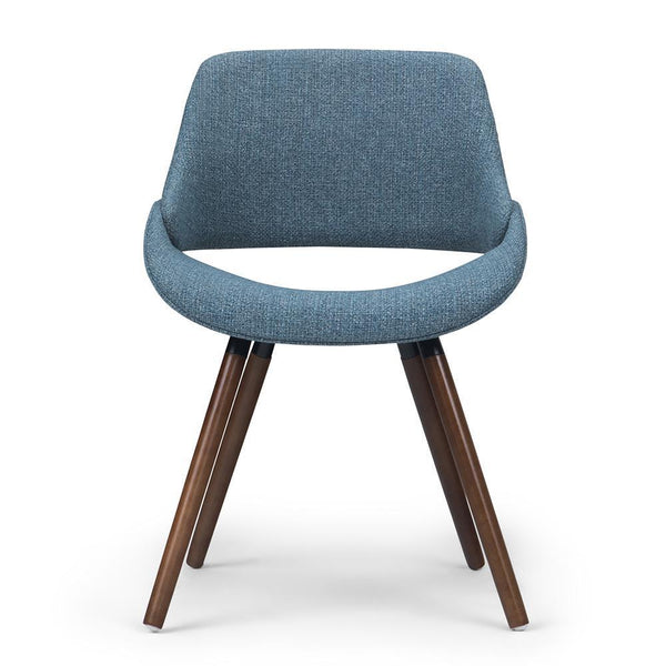 Denim Blue Walnut | Malden Bentwood Dining Chair in Grey Woven Fabric