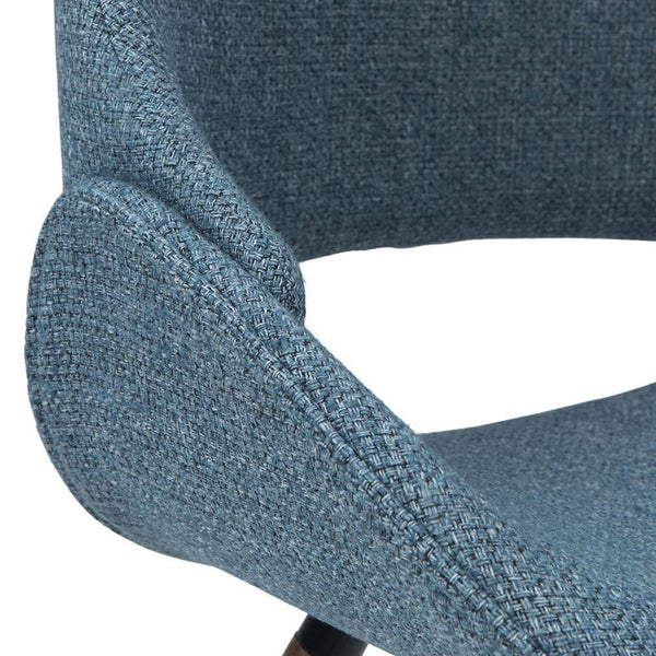 Denim Blue Walnut | Malden Bentwood Dining Chair in Grey Woven Fabric