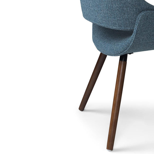 Denim Blue Walnut | Malden Bentwood Dining Chair in Grey Woven Fabric