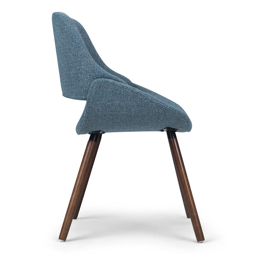 Denim Blue Walnut | Malden Bentwood Dining Chair in Grey Woven Fabric