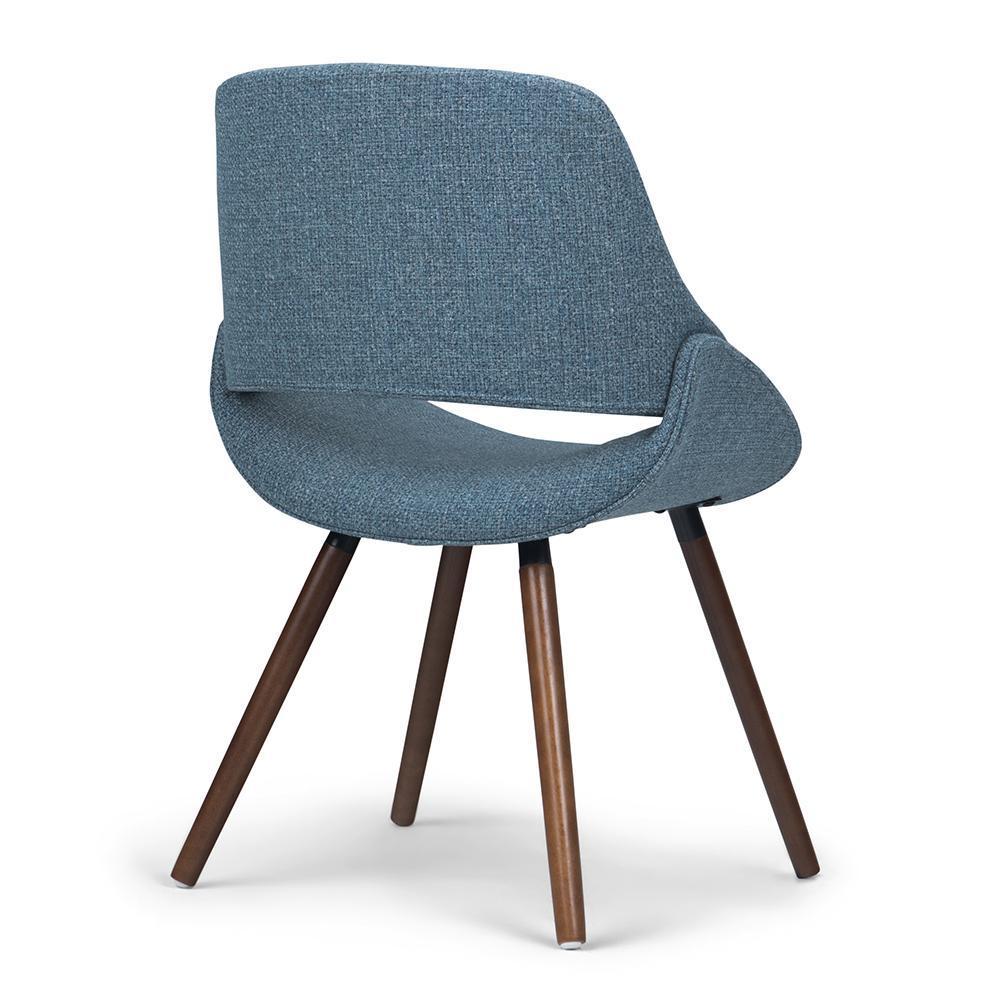 Denim Blue Walnut | Malden Bentwood Dining Chair in Grey Woven Fabric