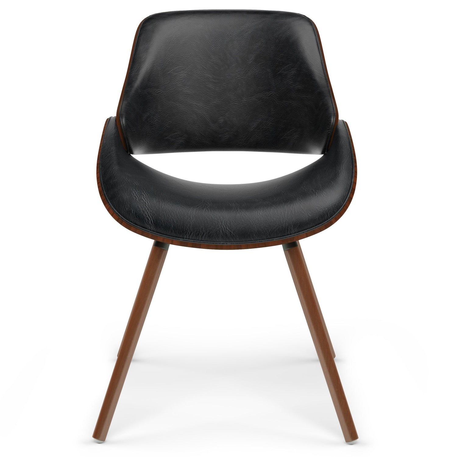 Distressed Black Walnut Distressed Vegan Leather | Malden Bentwood Dining Chair with Wood Back