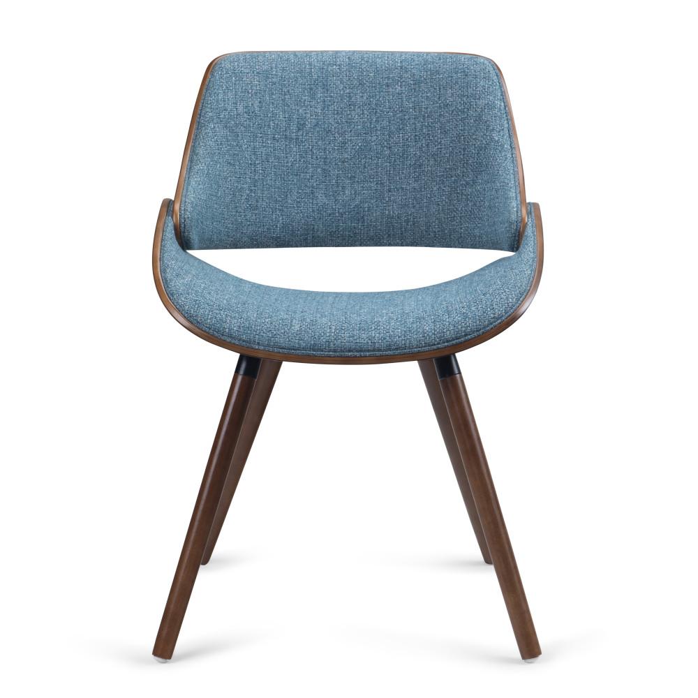 Denim Blue Walnut Woven Fabric | Malden Bentwood Dining Chair in Grey Woven Fabric