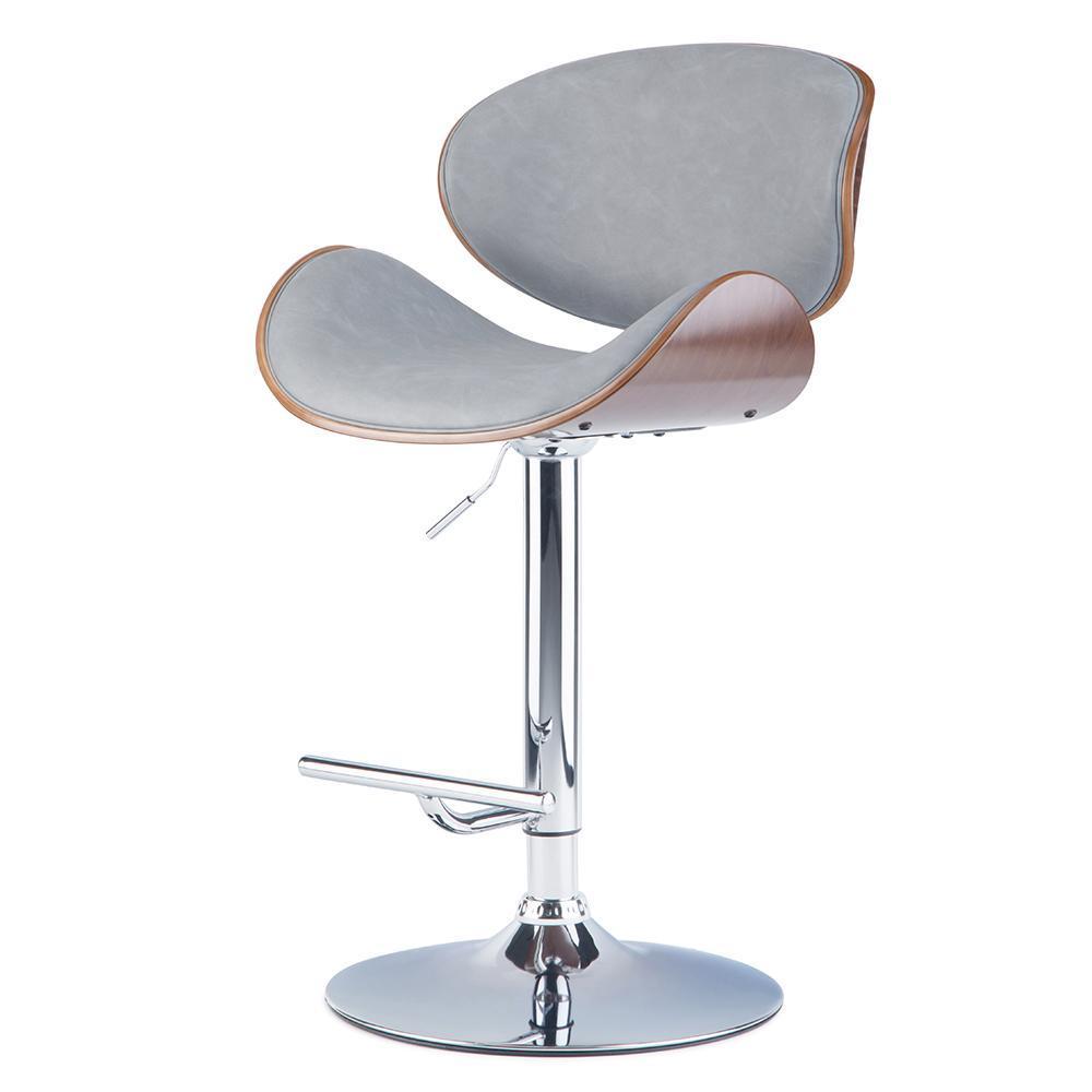 Stone Grey Vegan Leather Walnut | Marana Bentwood Gas Lift Bar Stool