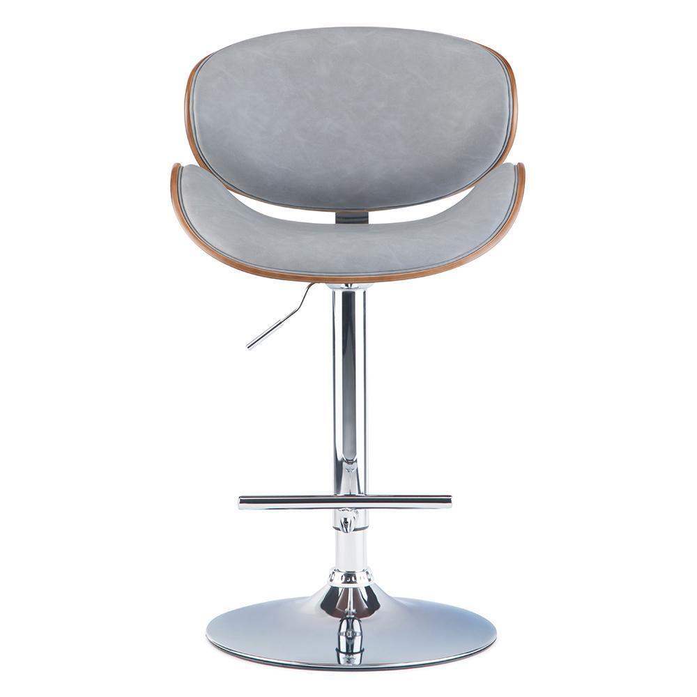 Stone Grey Vegan Leather Walnut | Marana Bentwood Gas Lift Bar Stool