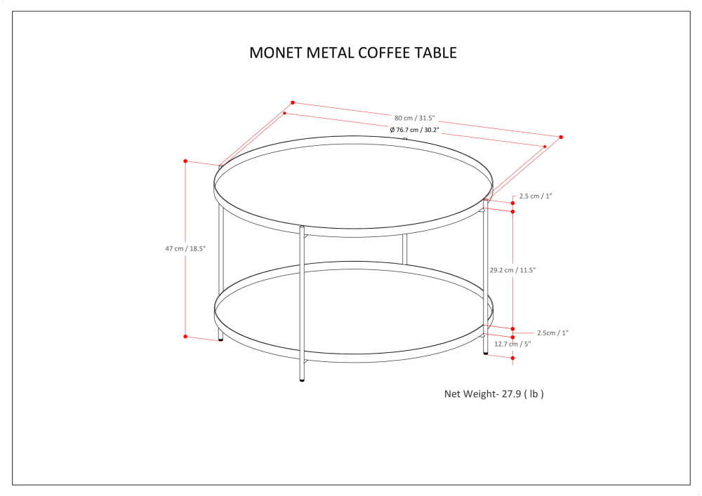 Black | Monet Metal Coffee Table