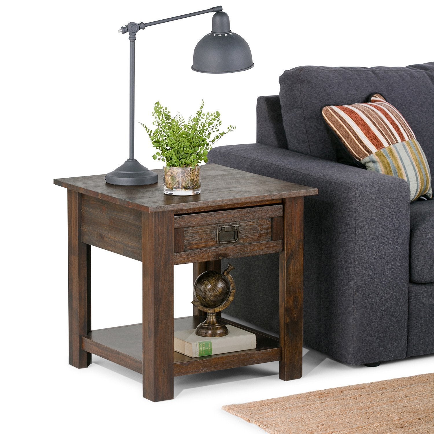 Distressed Charcoal Brown | Monroe End Side Table