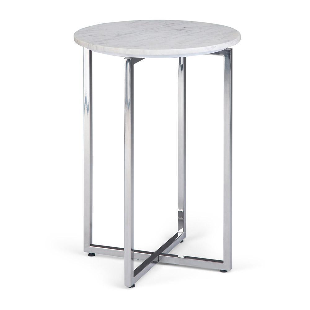 Marsden 18 in Wide Metal Accent Side Table with Chrome Base