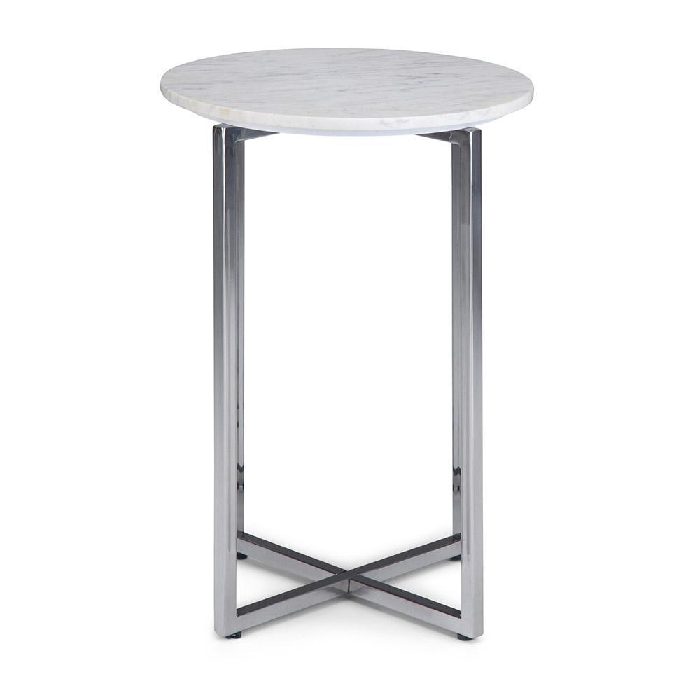 Marsden 18 in Wide Metal Accent Side Table with Chrome Base