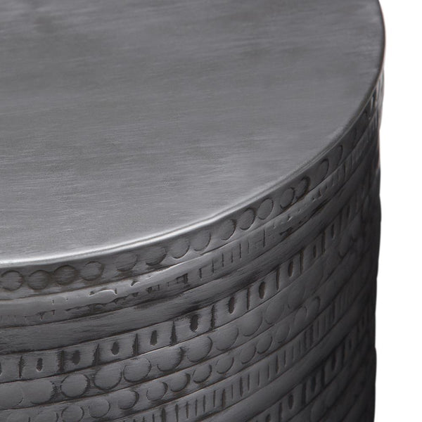 Johnsen Large Metal Accent Table in Antique Silver