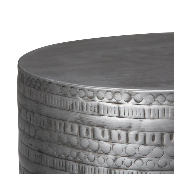 Johnsen Large Metal Accent Table in Antique Silver