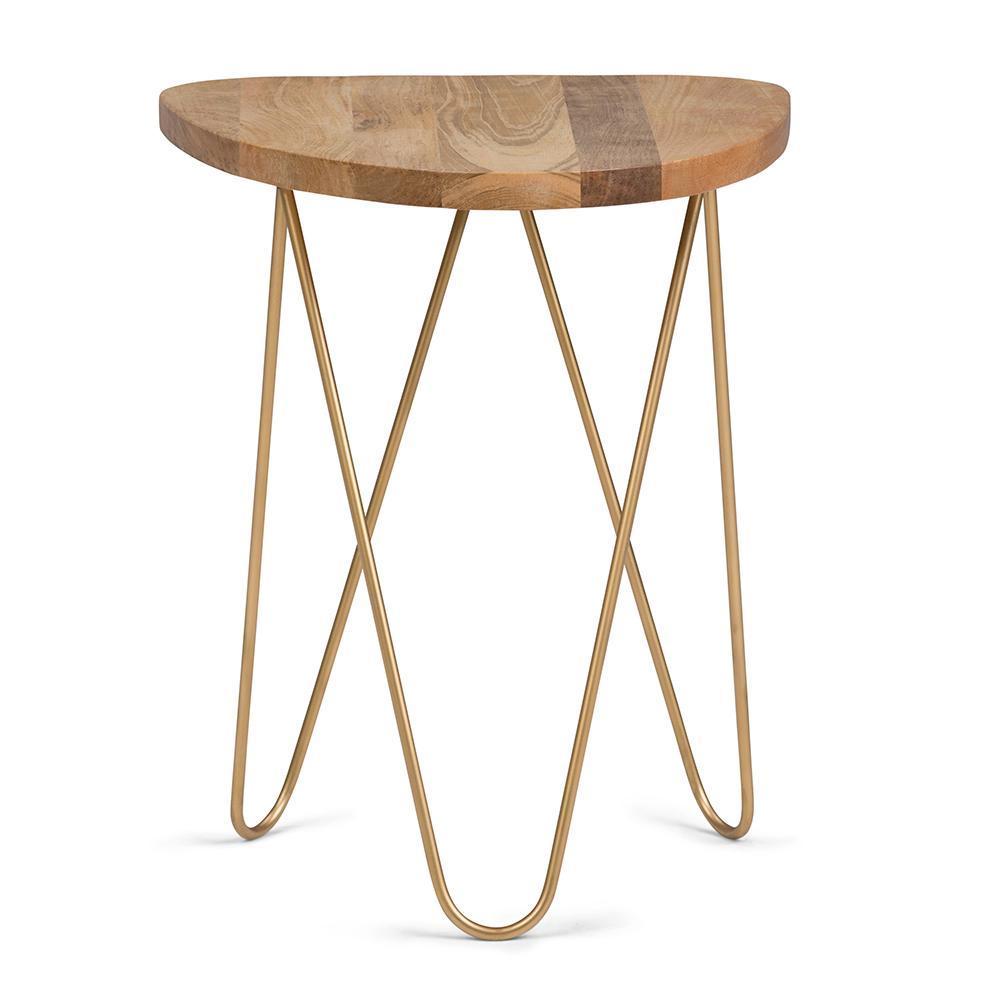Natural and Gold | Patrice Metal/Wood Accent Table in Natural and Gold